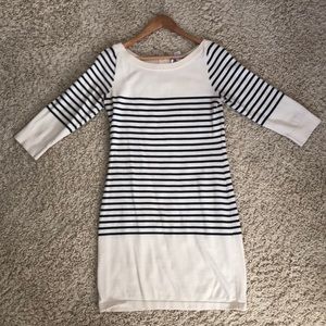 Thigh length blue striped sweater dress!